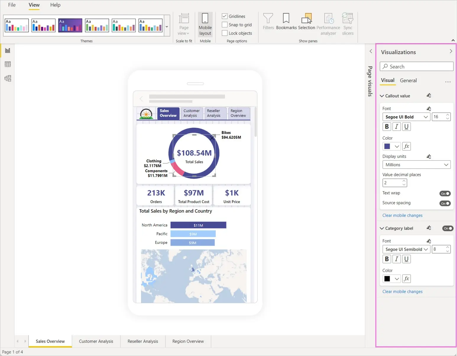 New mobile view for Power BI.